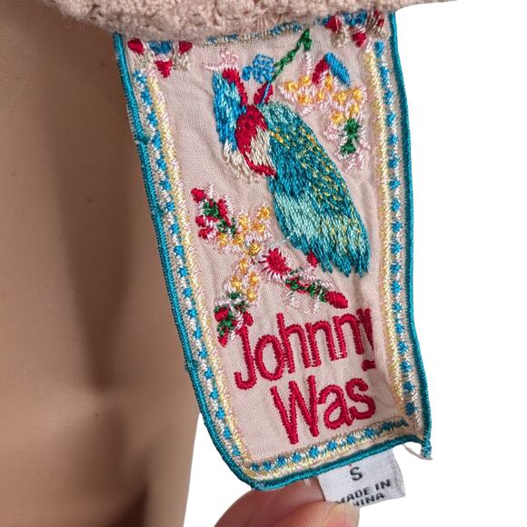 Johnny Was Harper Pastel Peach Pink Eyelet Embroidered Cupro Tank Top SZ S - Picture 9 of 9